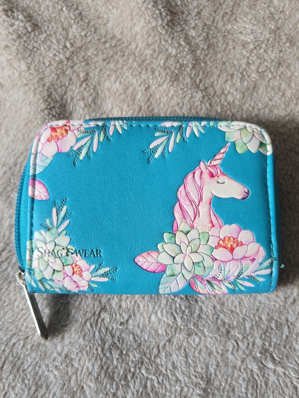 Blue Unicorn Floral Zip Wallet - Shagwear